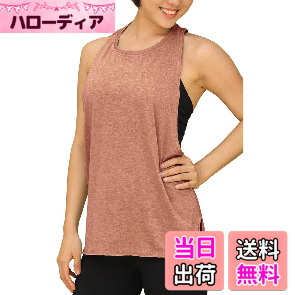 Leotards - 【送料無料】[icyzone] タンクトップ 緩い ワークアウト シャツ 通気 速乾 軽量 レーサーバック ランニング ジム ヨガ ダンス トップス レディース 色：ダスティピンク、サイズ：S