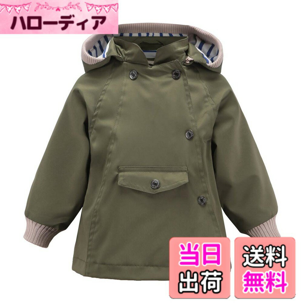 Jacket - 【送料無料】[Enfants Chris] ウインドブレーカー キッズ アウター ジャケット フード付き 撥水防風 軽量 ジャンパー パーカー 子供 コート ジュニア カジュアル 90 100 110 120 130 140 150 色：カーキ、サイズ：150