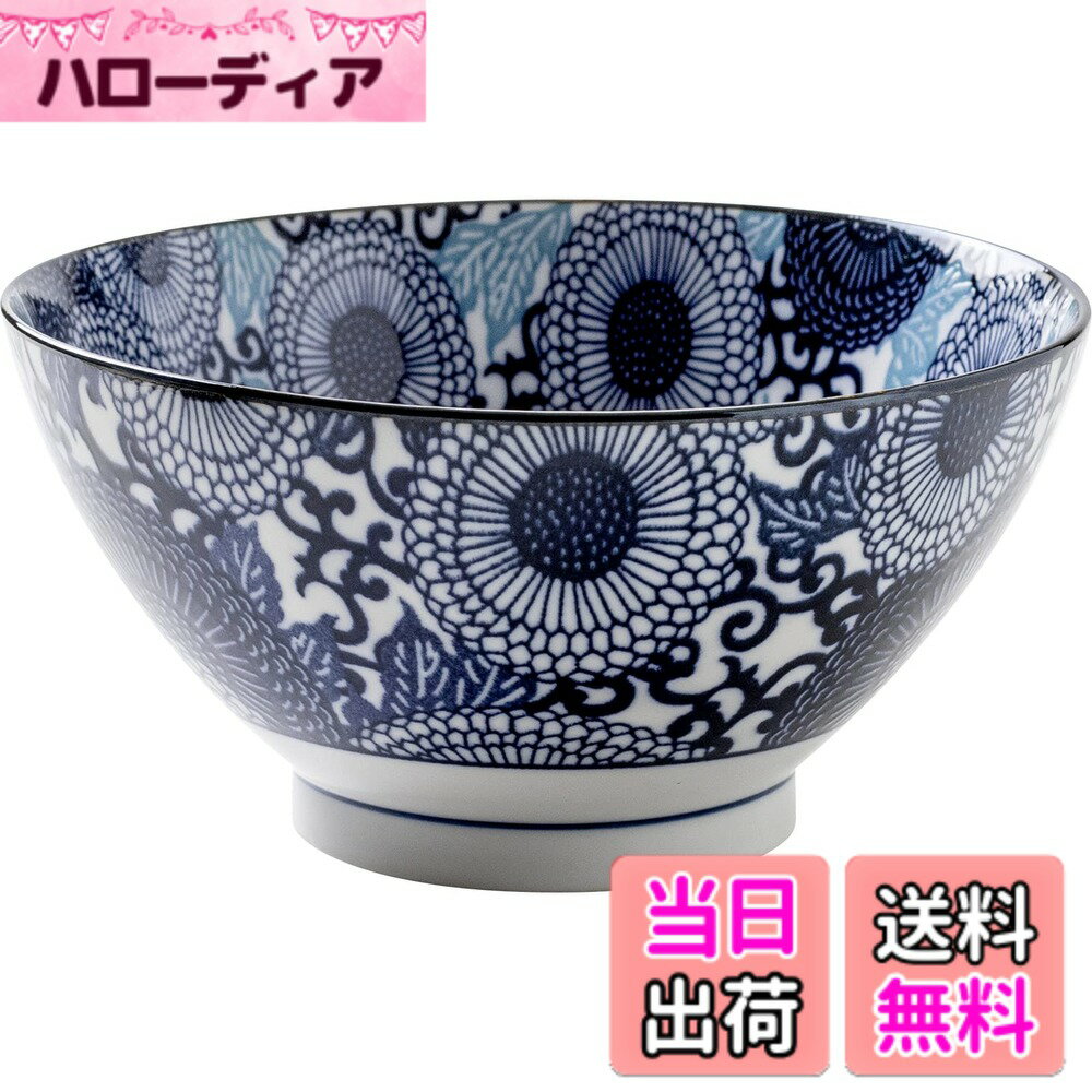 【送料無料】みのる陶器 紺青 色：紺青 大輪菊、サイズ：反型60丼