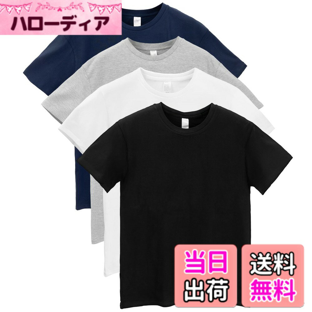 Other - 【送料無料】[Macoking] tシャツ メンズ 半袖 無地 吸汗 速乾 インナーシャツ おおきいサイズ セット クルーネック 厚手 4枚組 3枚組 綿100％ 色：混色　4枚組、サイズ：3L