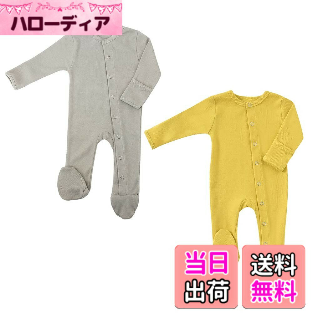 樂天商城 - 【送料無料】[KISBINI] ベビー服 ロンパース 長袖 カバーオール 綿 足つき パジャマ 新生児肌着 前開き 赤ちゃん 出産祝い プレゼント 春夏秋冬 キッズ 子供服 スナップボタン 男の子 女の子 3m 6m 9m 12m 色：グレー+イエロー、サイズ：74/9ヶ月