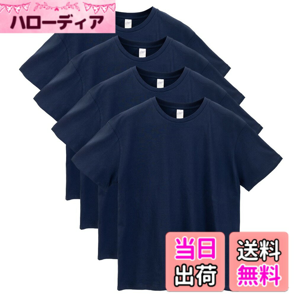 Other - 【送料無料】[Macoking] tシャツ メンズ 半袖 無地 吸汗 速乾 インナーシャツ おおきいサイズ セット クルーネック 厚手 4枚組 3枚組 綿100％ 色：ネイビー　4枚組、サイズ：L