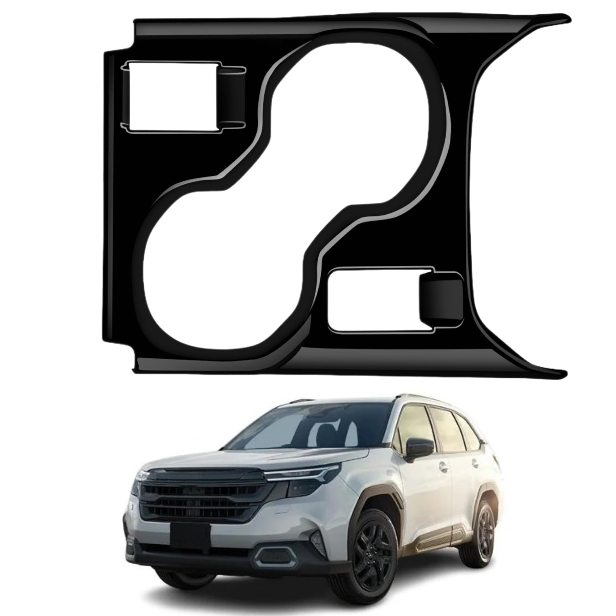【送料無料】EopTatoo 新型 フォレスター SL系 に対応 アクセサリー パーツ センターコンソールドリンクホルダーパネル インテリアパネル 内装 カスタムパーツ 色：ピアノブラック、サイズ：1点セット
