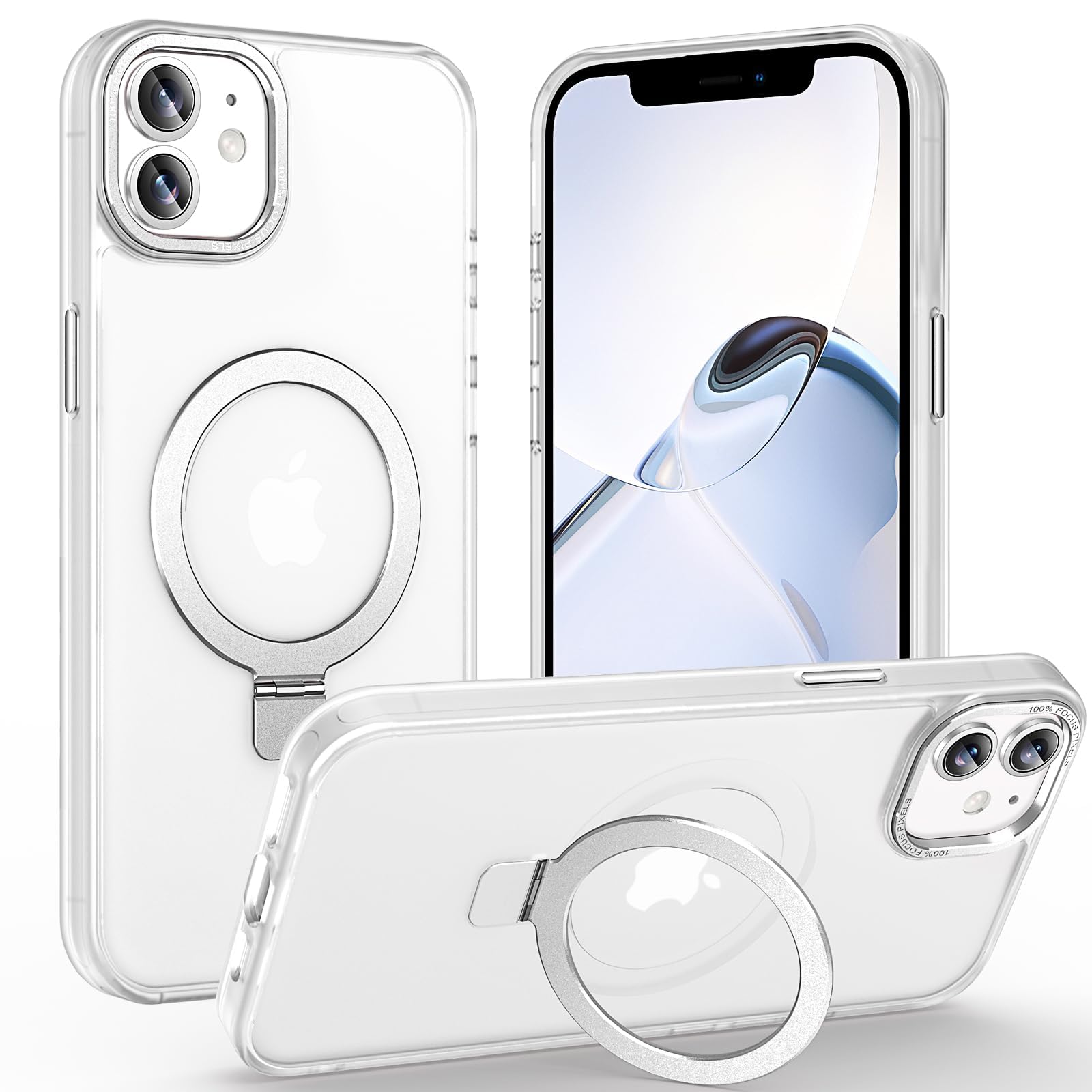 AVETUL iPhone 12 mini ケース iPhone 13 mini ケース MagSafe対応 ワイヤレス充電対応 隠しスタンド マット マグネット搭載 超強磁力 滑り止め 米軍MIL規格耐衝撃 iPhone12miniケース ストラップホール アイフォ 色：ホワイト、サイズ：iPhone 12 Mini 5.4"