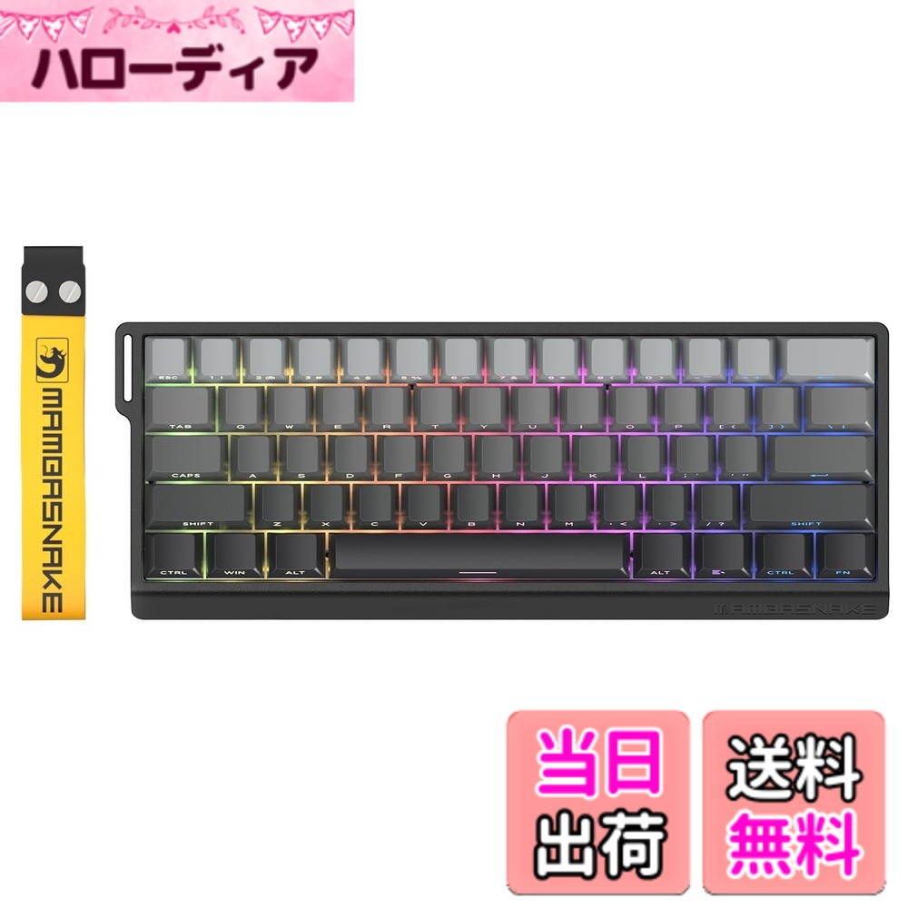 MAMBASNAKE X60HE 3モード ラピッドトリガー ゲーミングキーボード 磁気式スイッチ 8Kポーリングレート 0.01mm精度 128Kスキャンレート 磁珀軸 RGBサイドプリント 4000mAh クラウドドライバ対応 FPS/MOBA向け Win/Mac 色：グレー、サイズ：キーキャップなし