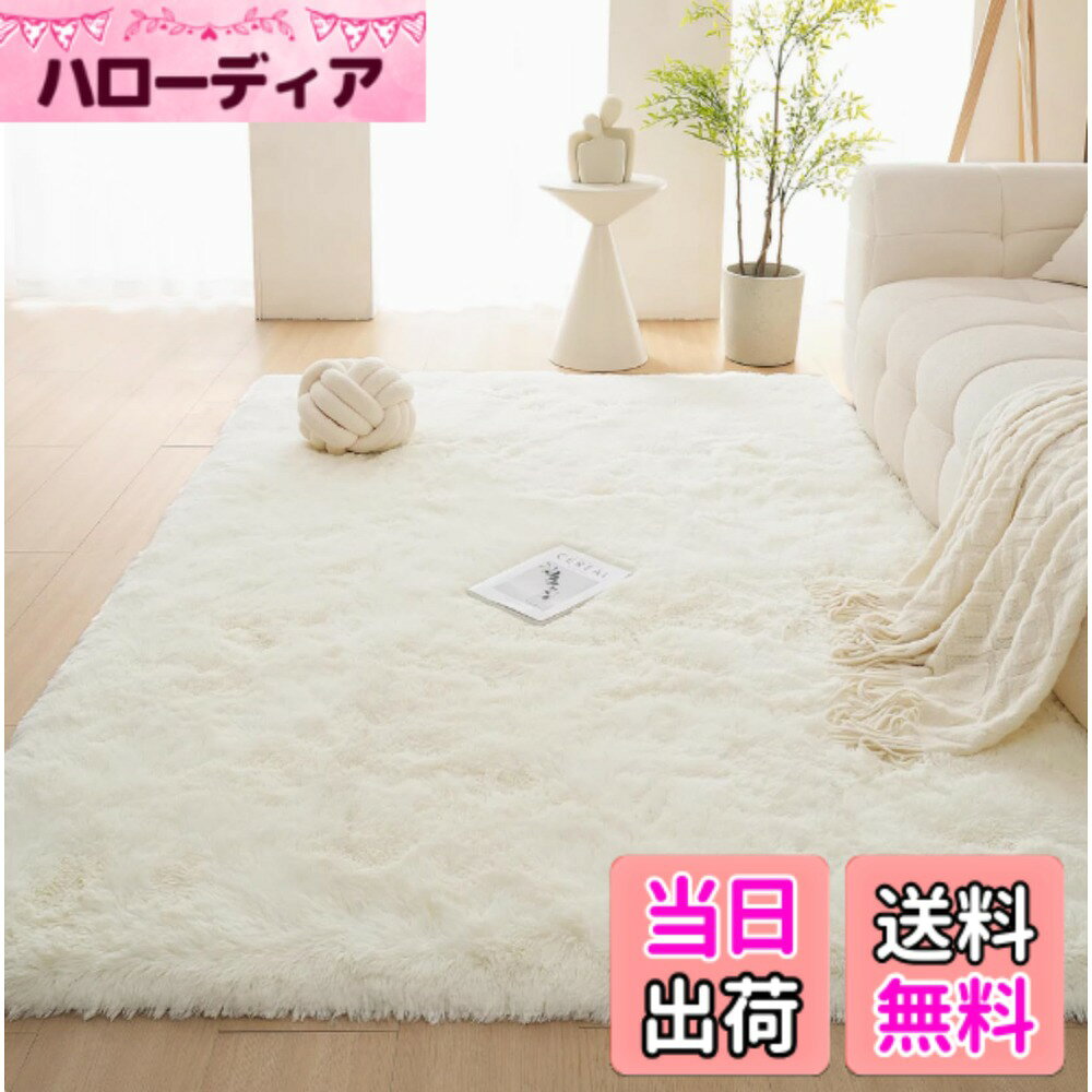 【送料無料】Bestome カーペット ラグ マット 滑り止め付 洗えるラグ 抗菌 ふわっとした手触り 防音絨毯 色：アイボリー、サイズ：120x160CM