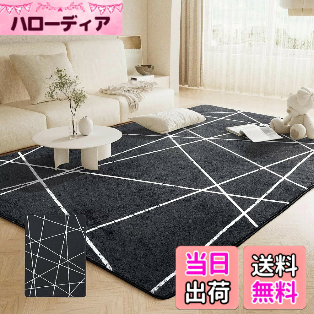 【送料無料】Beddiny カーペット ラグ マット 極厚 色：ブラック、サイズ：133 x 190 cm (長方形)