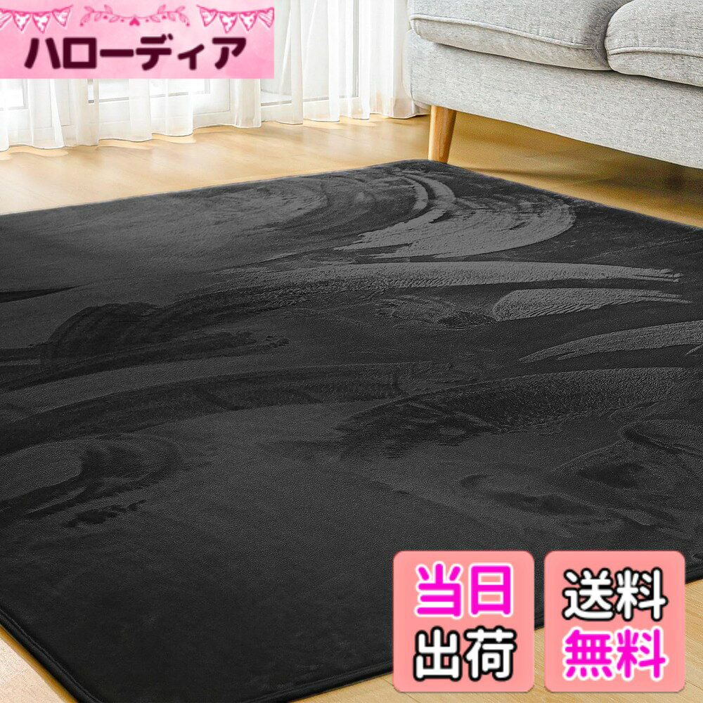 【送料無料】カーペット ラグマット 厚手15mm 低反発 防音 洗える 滑り止め付 ベッド暖房 ホットカーペット対応 防ダニ 抗菌 撥水加工 ふんわり手巻き フランネル じゅうたん Bestome 色：ブラック、サイズ：100*140CM