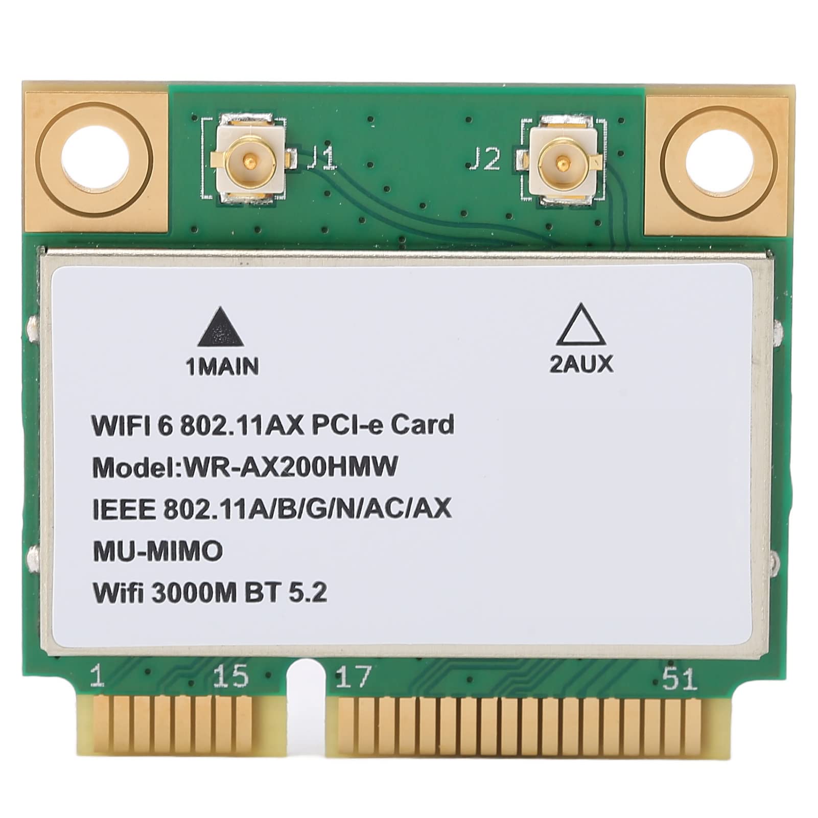【送料無料】AX200HMW WiFi6ワイヤレスカードデュアルバンド802.11A / B/G/N/AC/AXハーフミニPCI-EWiFiカードネットワークアダプターBT5.2 PC ラップトップ WIN10のみ（64ビット） 色：default