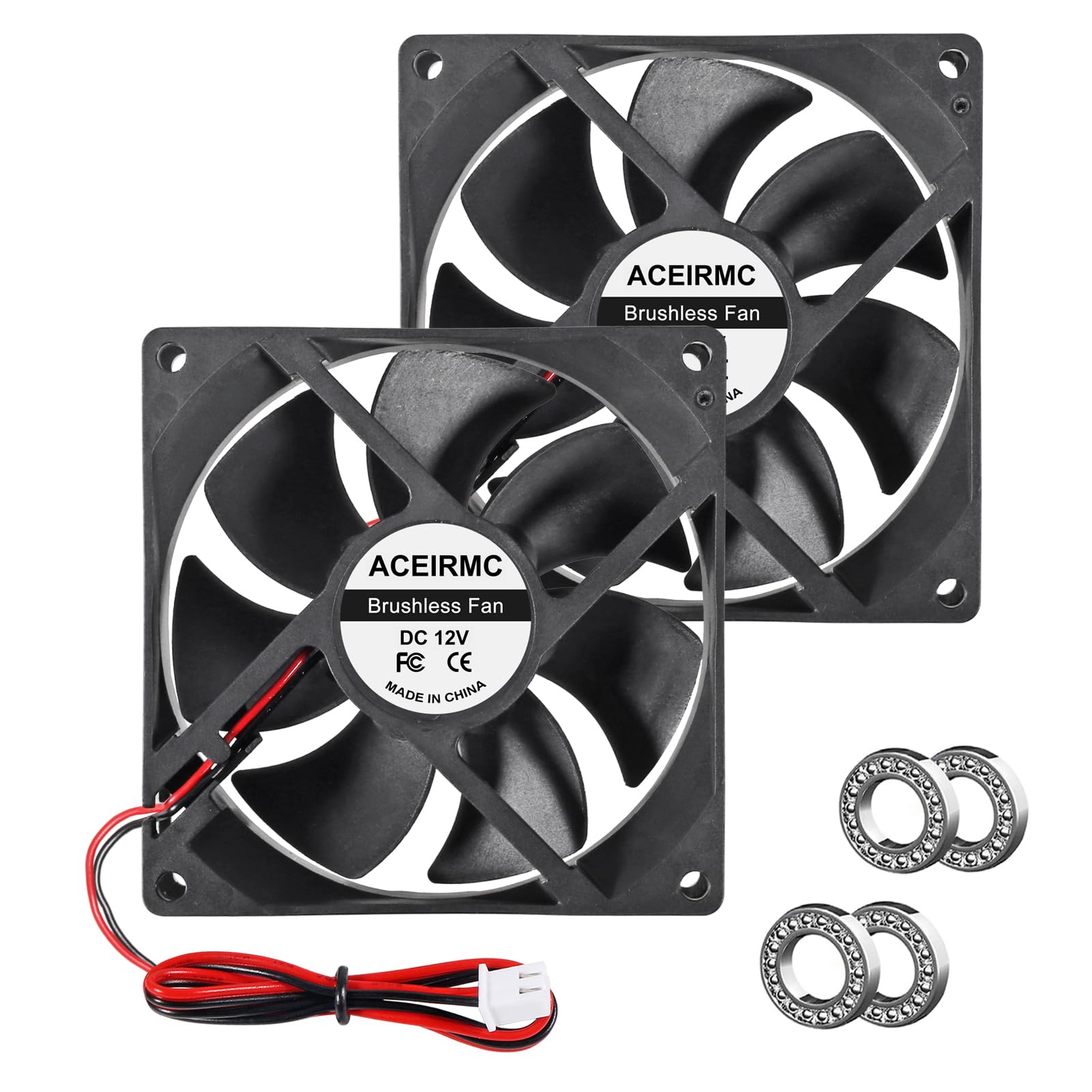 ACEIRMC 9225 92mm x 92mm x 25mm 2ピン DC 12V 2ピン コンピューターファン 高速マフィンファン冷却ファン UL認定 3Dプリンターコンピューターケースファン DIY冷却換気プロジェクト用