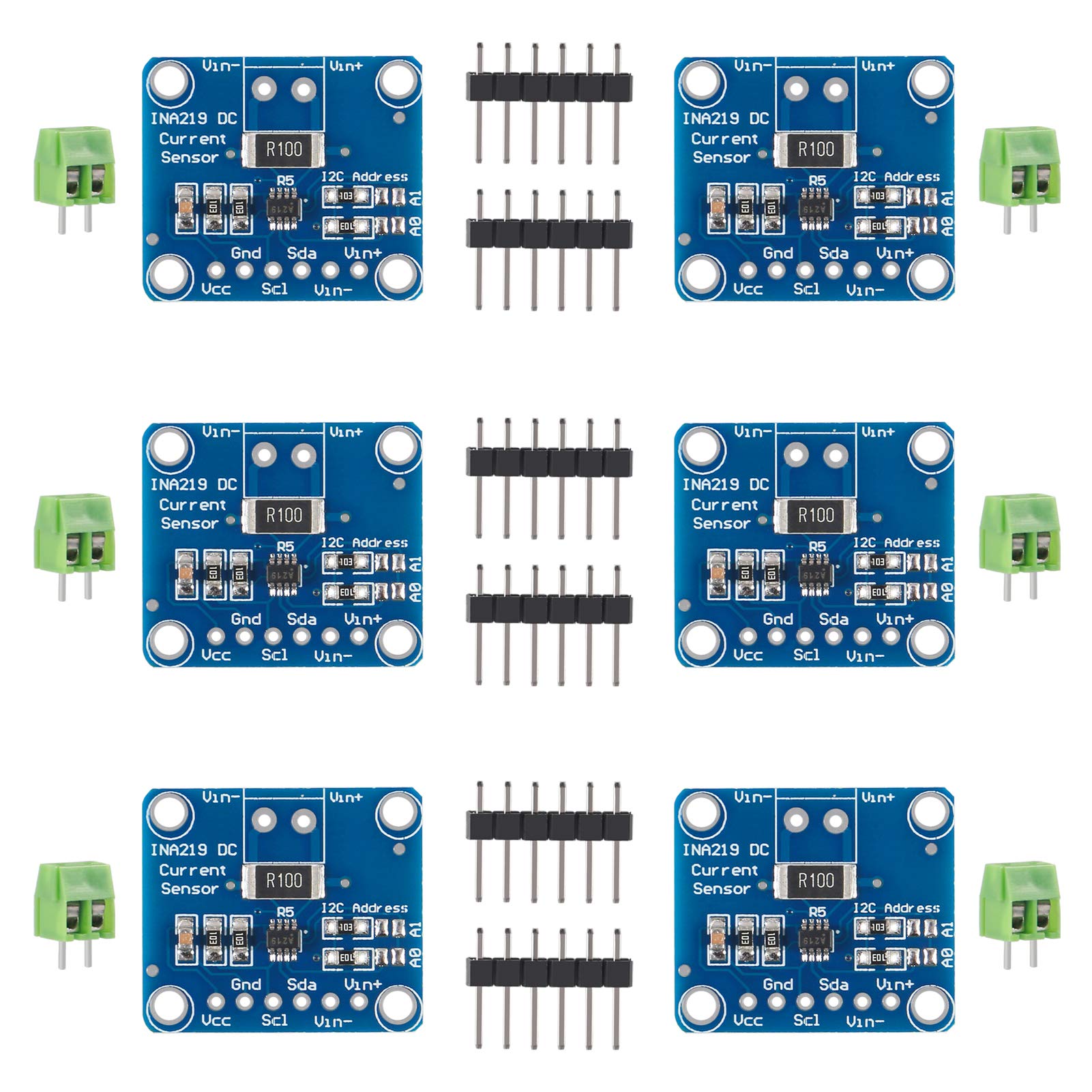 【送料無料】ACEIRMC 6個 INA219 I2C 双方向DC電流電源センサー ブレークアウトモジュール Arduino Raspberry Pi対応 色：6点