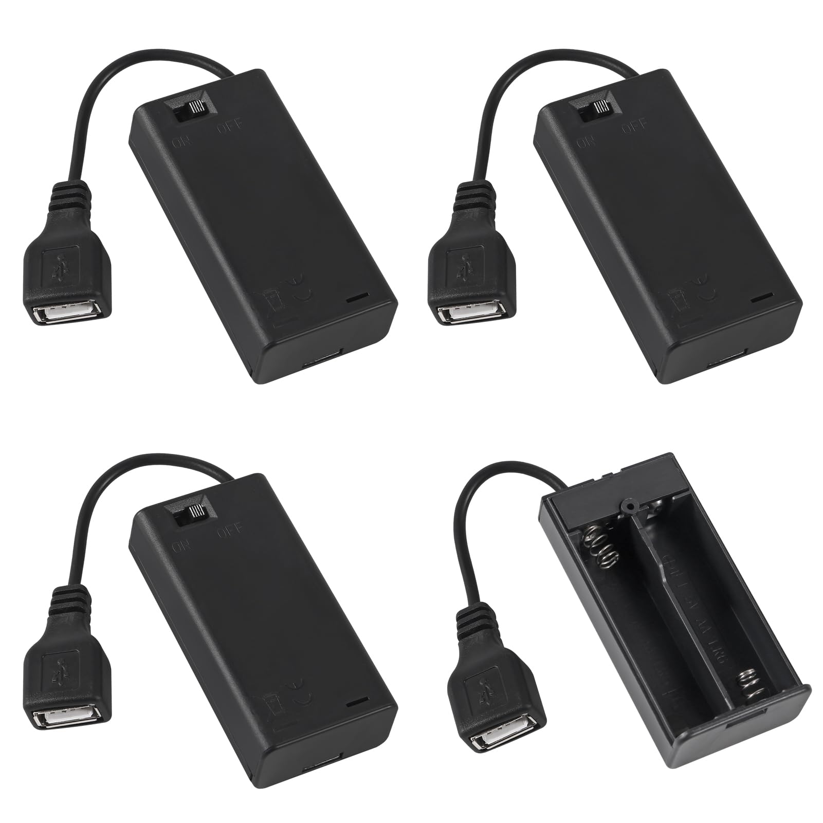 ACEIRMC 単3電池ホルダー リード線 ON/OFF スイッチ 単3電池ホルダー スイッチ付き 2 単3電池ホルダー 3 単3電池ホルダー リードとワイヤー付き 色：単3形USB2個、サイズ：4 Count (Pack of 1)