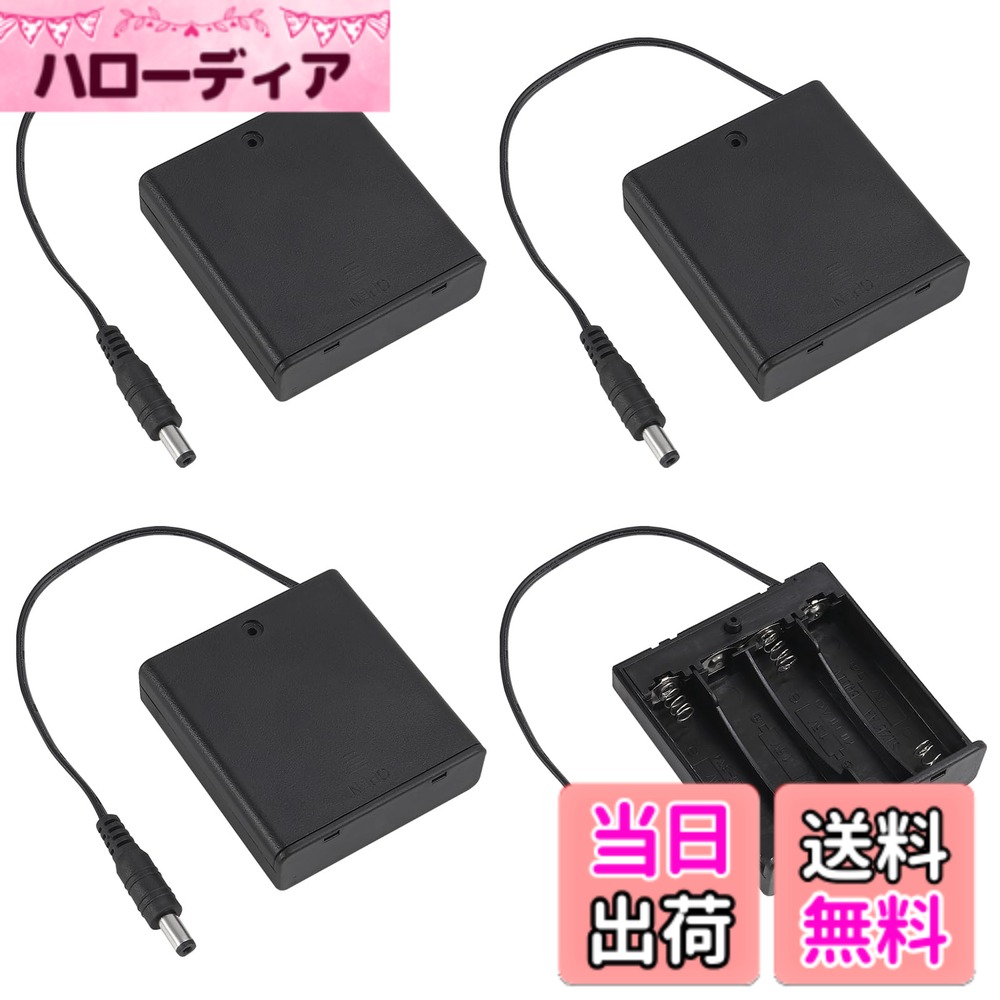 ACEIRMC 単3電池ホルダー リード線 ON/OFF スイッチ 単3電池ホルダー スイッチ付き 2 単3電池ホルダー 3 単3電池ホルダー リードとワイヤー付き 色：4点 4AA DC付き、サイズ：4 Count (Pack of 1)