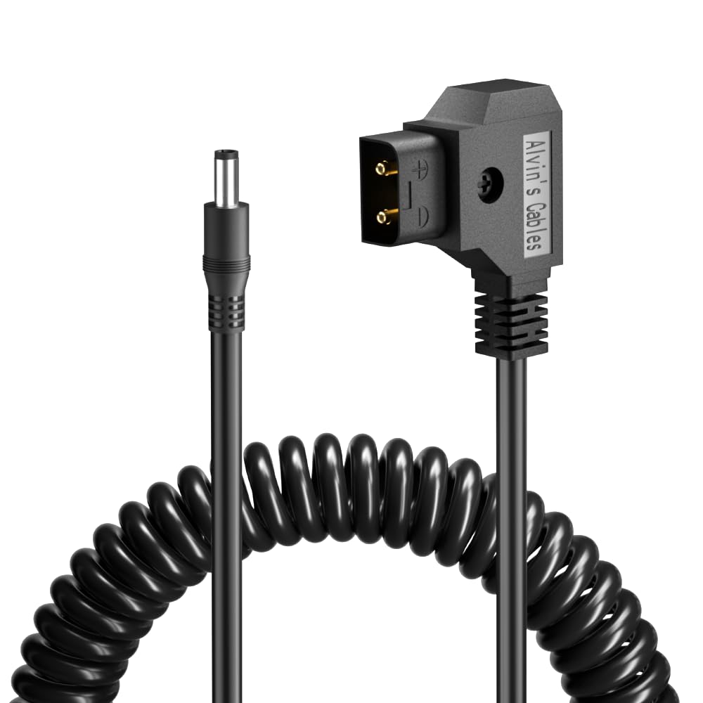 Alvin's Cables KiPRO LCD モニター 用の Anton Bauer 電源タップ D Tap to 直角 2.1 DC 12v ケーブル 色：ストレート DC コイル状ケーブル