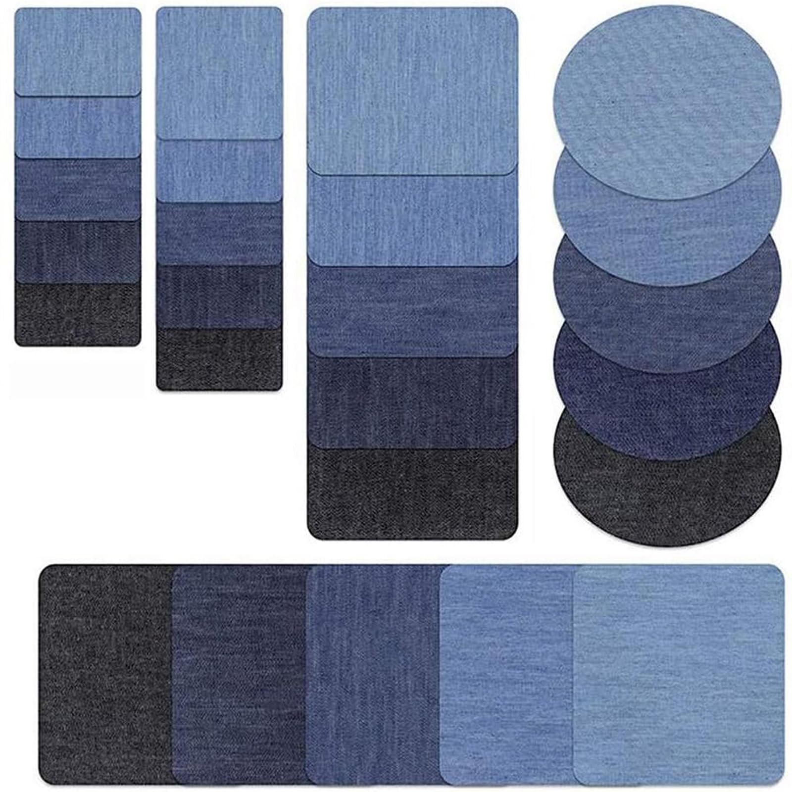 【送料無料】BRIIKPP アイロン接着デニムパッチ 25枚セット 5色展開 5サイズ ジーンズ/スカート/ジャケット補修用 簡単アイロン接着 DIY手芸に最適