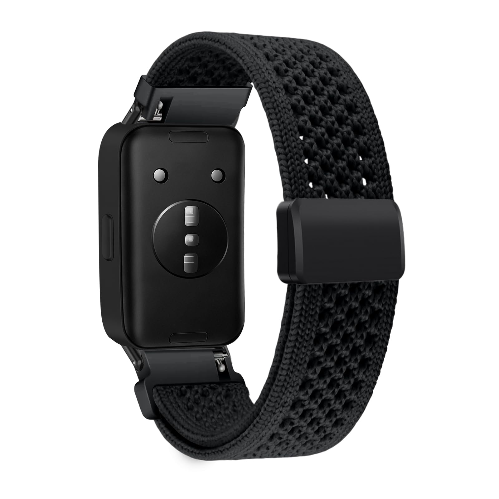 CeiBand HUAWEI Band 11/11 Pro 対応 交換バンド マグネット 交換ベルト 時計ベルト 通気性 ストラップ 編み込み スポーツバンド 磁気バックル huawei band 11/11 pro 用 色：ブラック