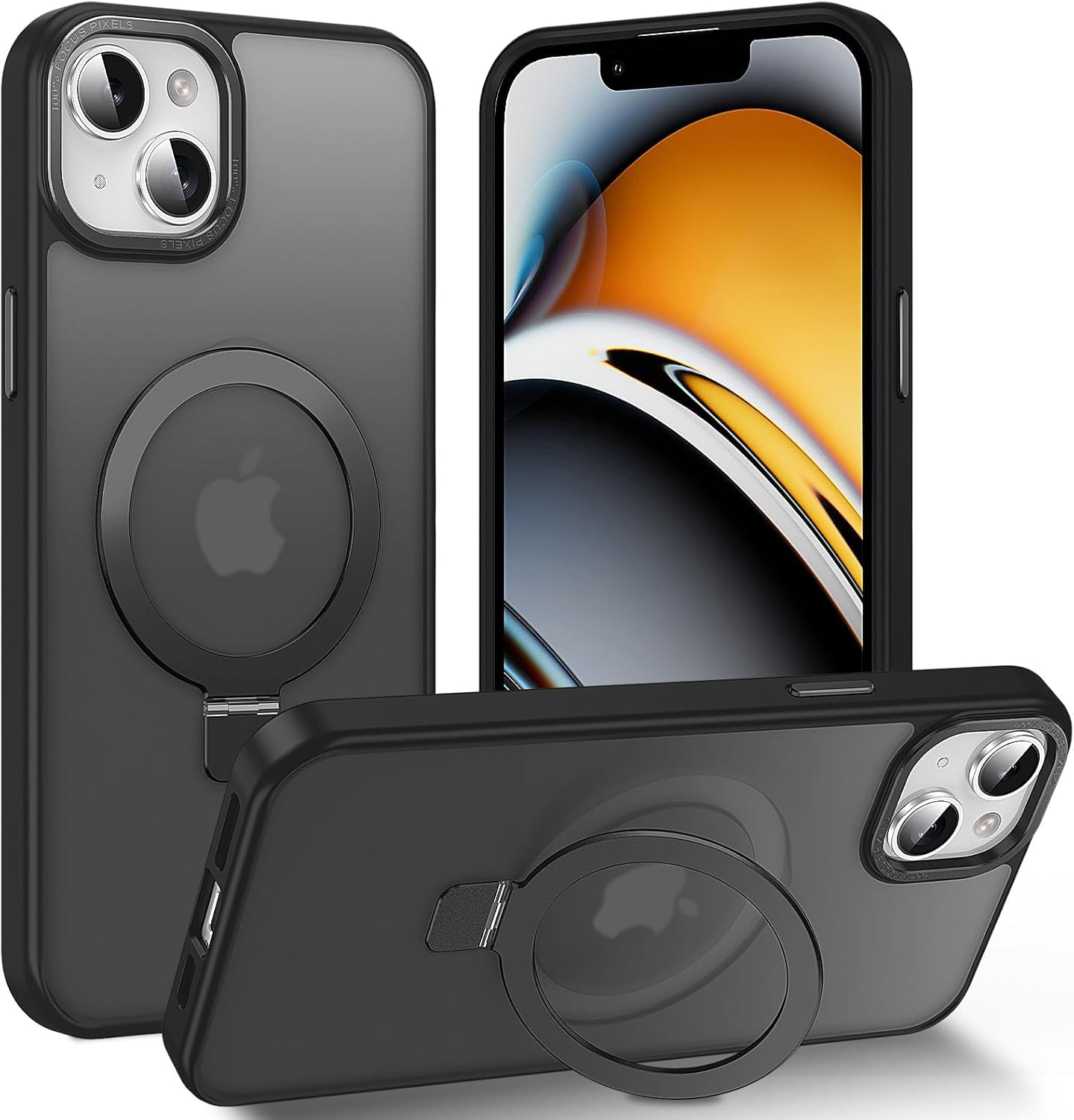 AVETUL iPhone 12 mini ケース iPhone 13 mini ケース MagSafe対応 ワイヤレス充電対応 隠しスタンド マット マグネット搭載 超強磁力 滑り止め 米軍MIL規格耐衝撃 iPhone12miniケース ストラップホール アイフォ 色：ブラック、サイズ：iPhone 13 Mini 5.4"