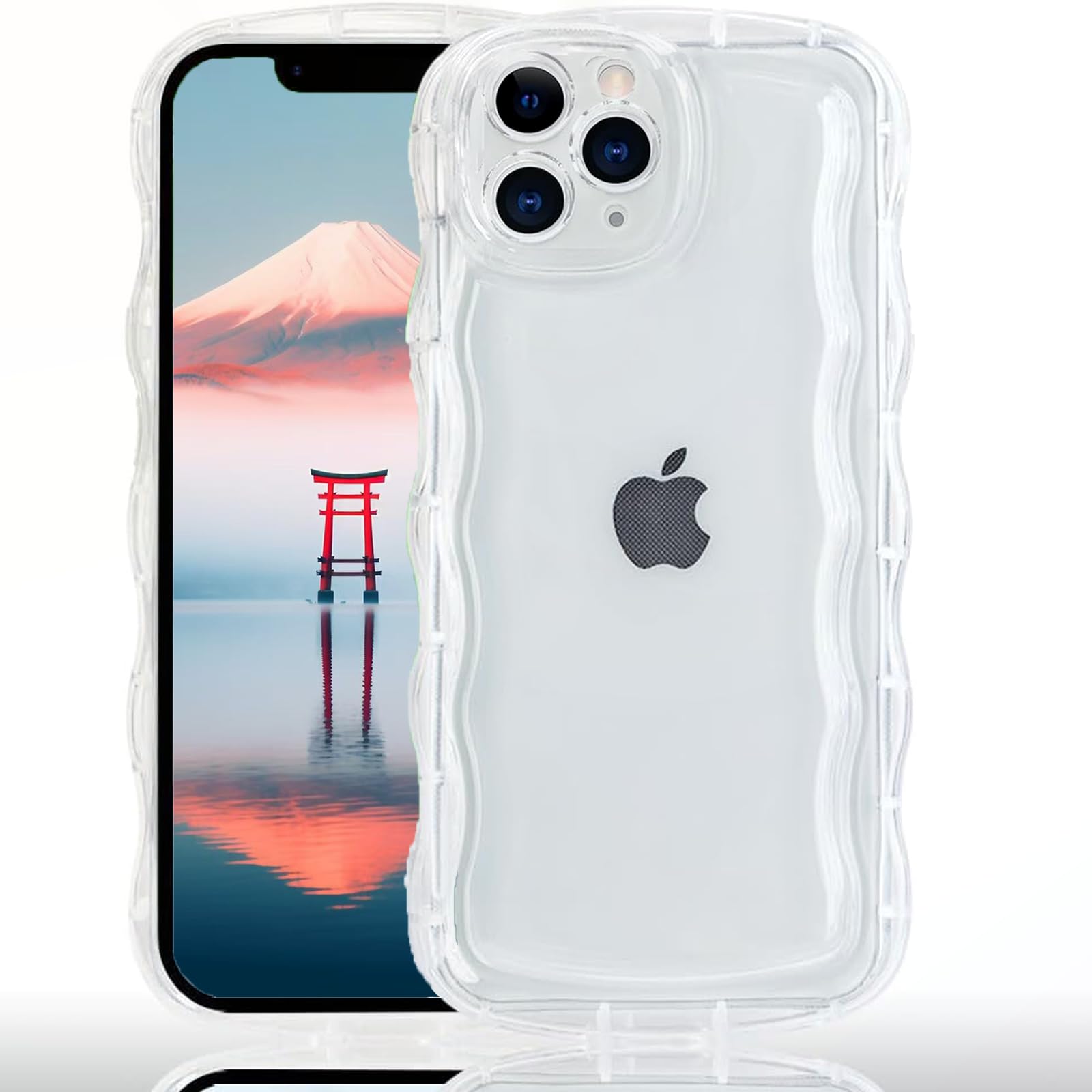 AVETUL iPhone ケース クリア ウェーブ アイフォンケース 韓国 うねうね おしゃれ 黄ばみなし かわいい ソフトTPU 滑り止め 薄型 軽量 iPhone スマホケース ワイヤレス充電対応 ストラップホール付き アイフォン ウェ 色：クリア、サイズ：iPhone 11 Pro Max