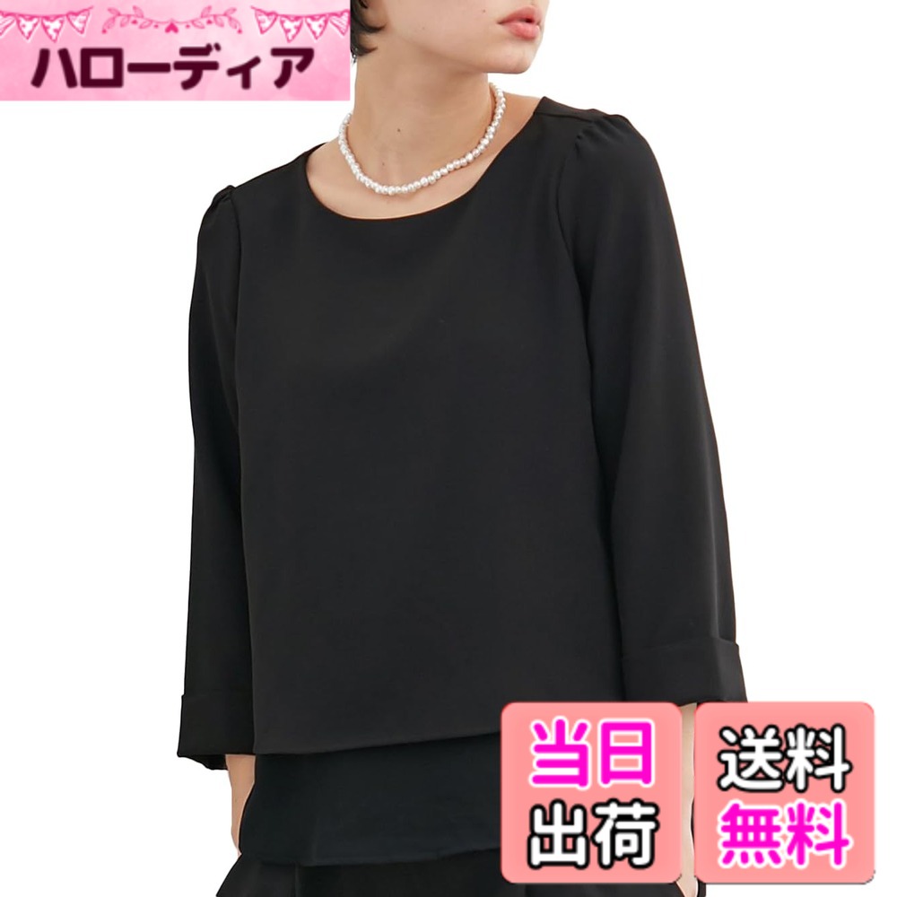 Garments - 【送料無料】ANGELIEBE エンジェリーベ マタニティ 授乳口付き ストレッチ ジョーゼット トップス 妊婦服 産前産後 色：ブラック、サイズ：S-M