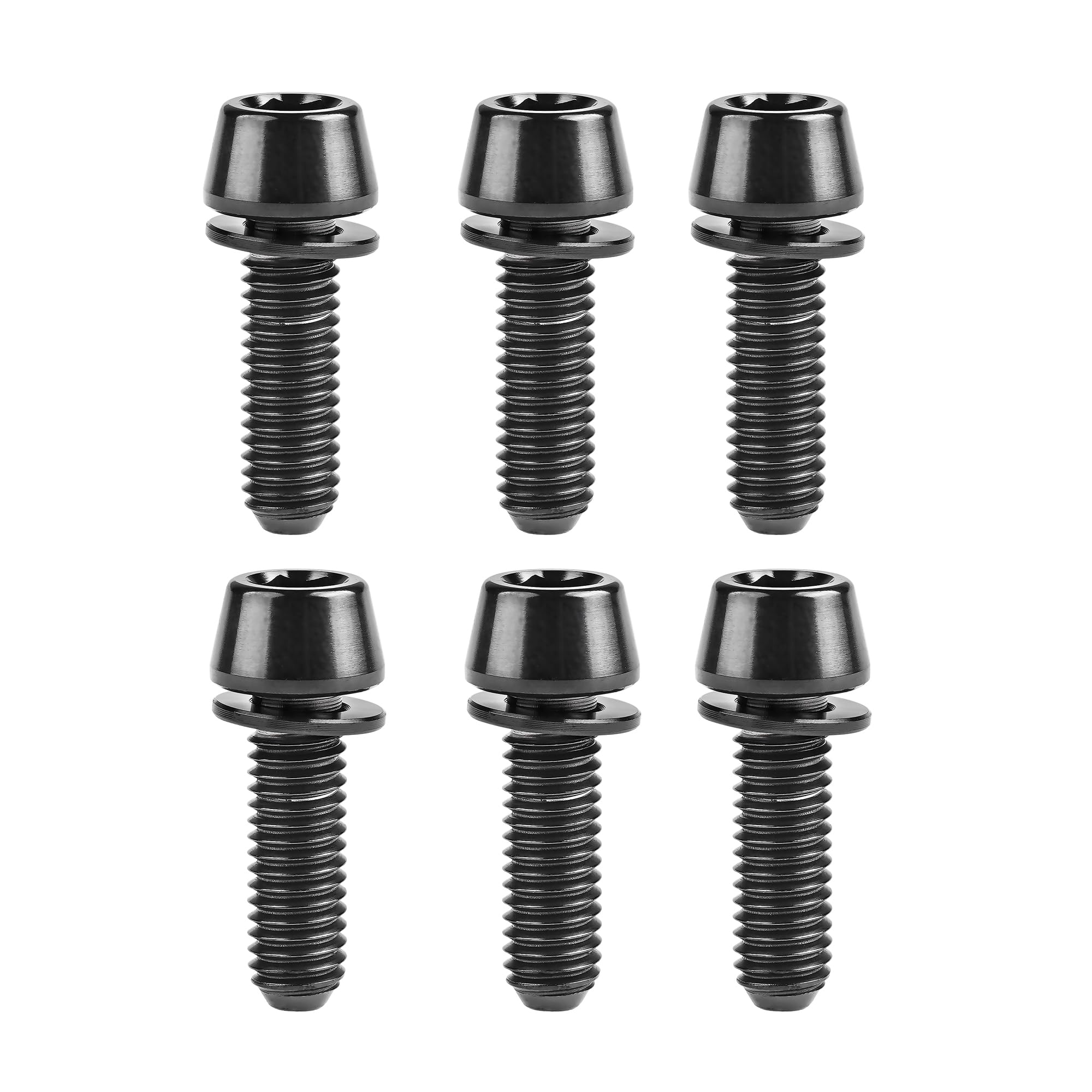 【送料無料】Dingtai 6個入 ワッシャーテーパーヘッドボルトM5x 16 18 20mmゴールチタンバイクステム 色：ブラック、サイズ：M5x20mm hellodear-11251401 ハローディア楽天市場店 サンプル画像2