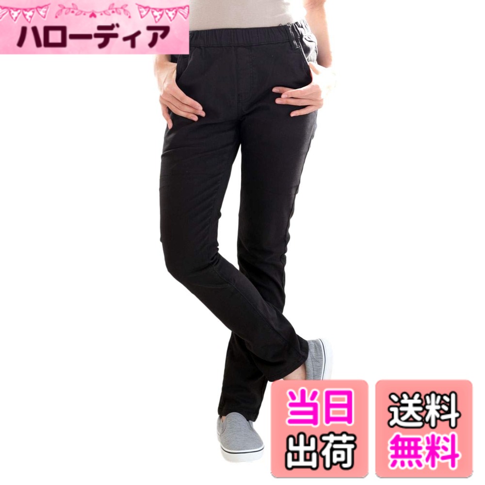 乐天商城 - 【送料無料】[aspersio] [アスペルシオ] ツイル スキニー ストレッチ パンツ ゴム ウエスト レディース 色：ブラック、サイズ：M