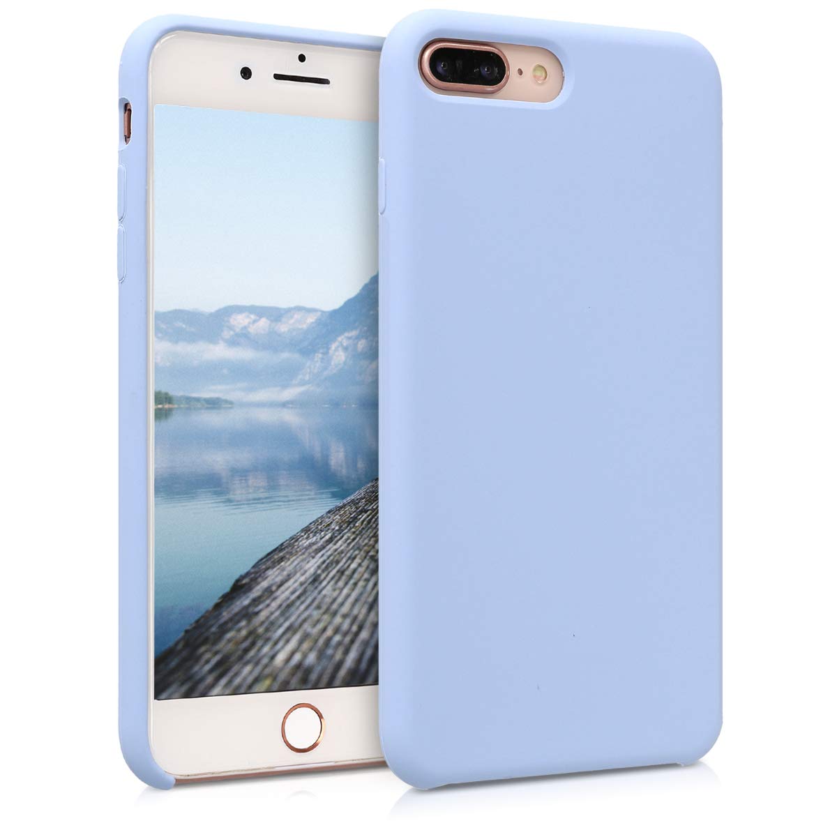 【送料無料】kwmobile スマホケース Apple iPhone 7 Plus/iPhone 8 Plus対応 ケース - TPU リキッド シリコン カバー - 耐衝撃 傷防止 サラサラ Case 色：ライトブルー