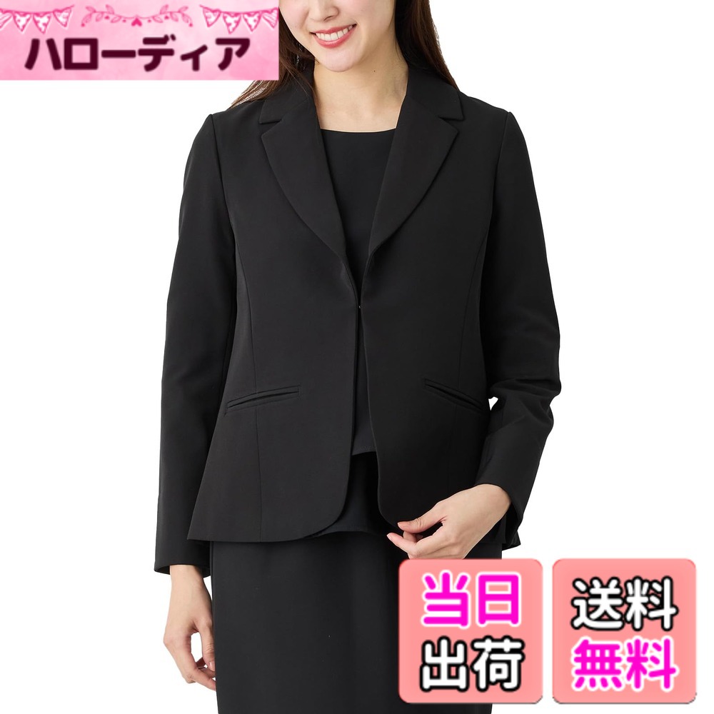 Jacket - 【送料無料】[ANGELIEBE エンジェリーベ] マタニティ 産前 産後 対応 ストレッチ ジョーゼット テーラード ジャケット スーツ お受験 お宮参り 色：ブラック、サイズ：M