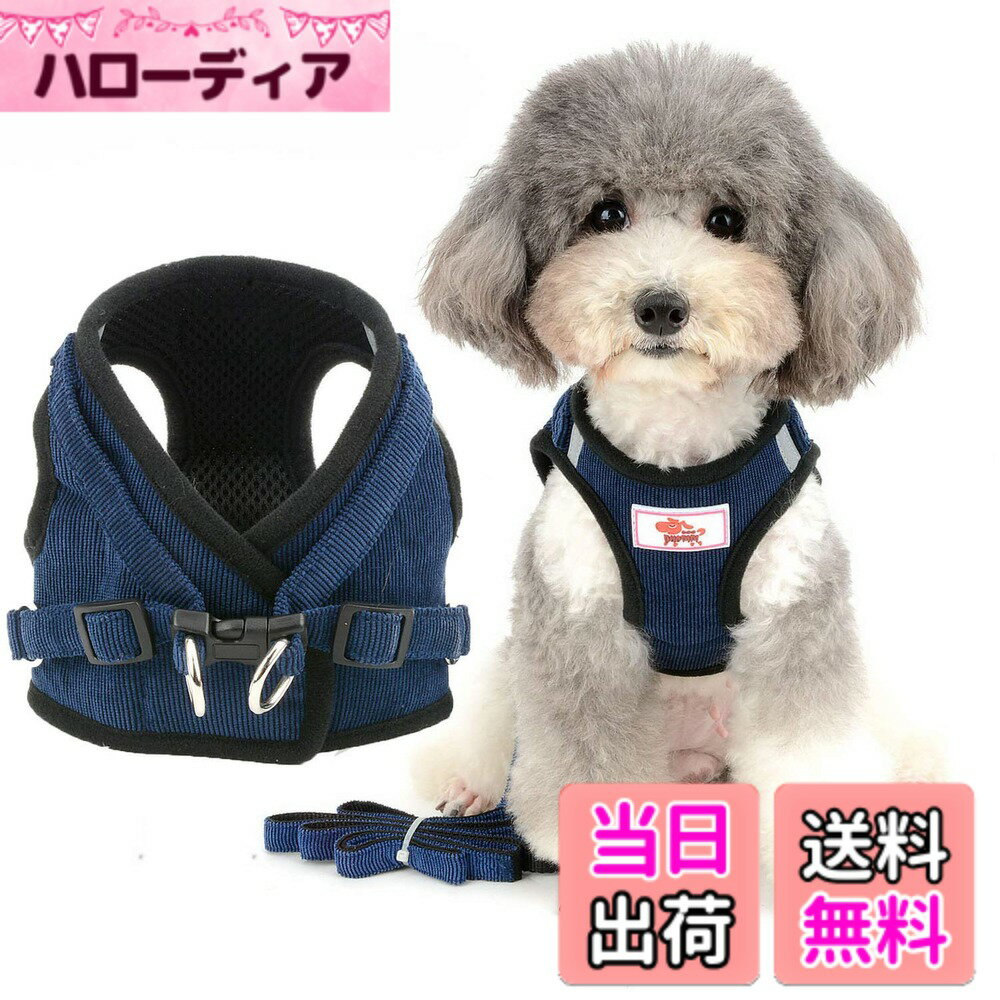 Rakuten - 【送料無料】ZUNEA ペット 犬用ハーネス 胴輪 小型犬 猫用 ソフト メッシュ ベスト ハーネス リードセット おしゃれ 可愛い 通気性 首輪 反射テープ 安全 調節可能 簡単着脱 しつけ 散歩用 4色5サイズ 色：ブルー、サイズ：XSサイズ (x 1)