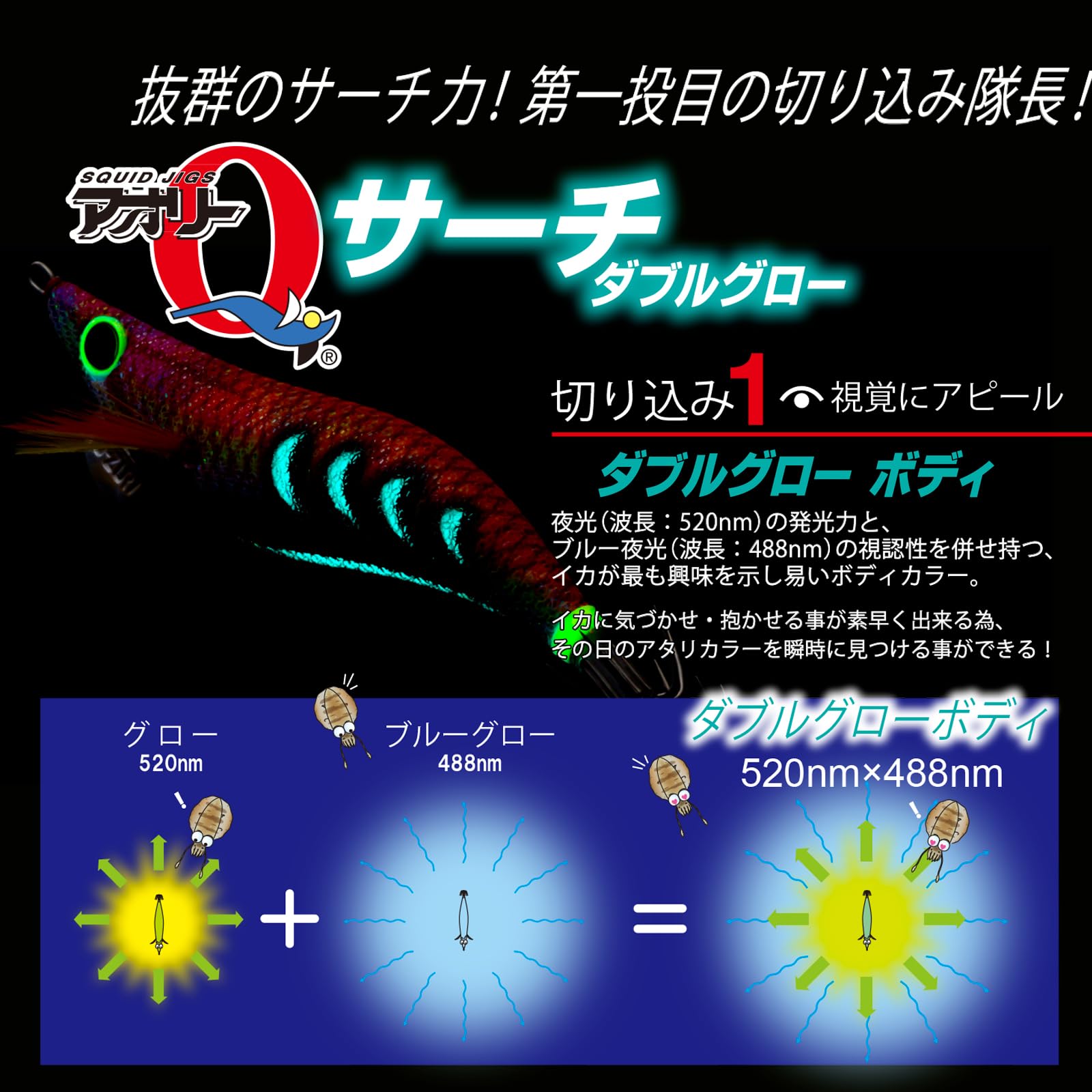 【送料無料】YO-ZURI ( ヨーヅリ ) エギ イカ釣り ルアー アオリーQ サーチ ダブルグロー 【 エギング 釣具 釣り道具 釣り具 餌木 えぎ 仕掛け アオリイカ 】 色：DLSO(シルバーオレンジ)、サイズ：2.5号 hellodear-10557661 ハローディア楽天市場店 サンプル画像2