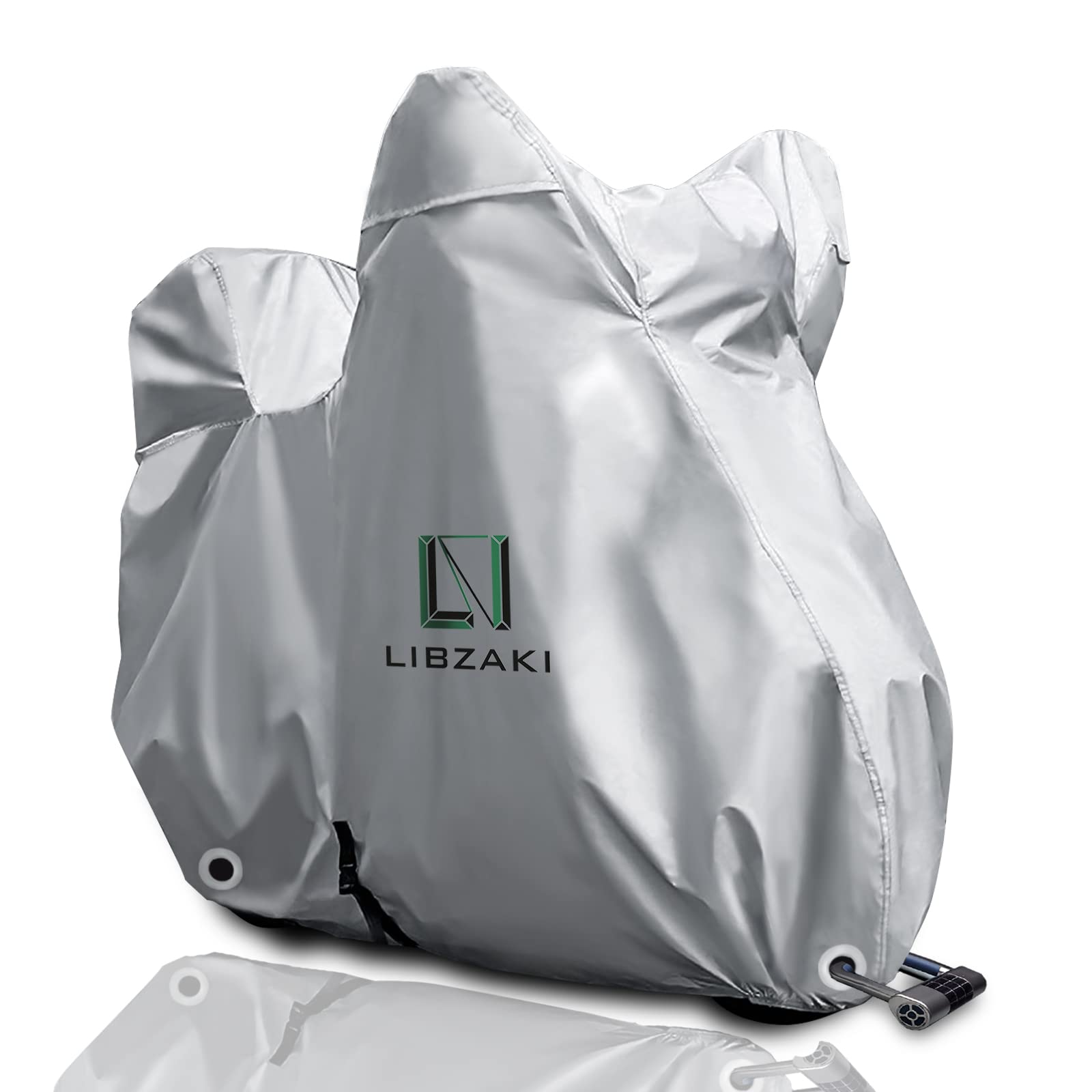 【送料無料】LIBZAKI 【改良素材】バイクカバー バイク用車体カバー 収納袋付き 色：シルバー、サイズ：L (BOX)