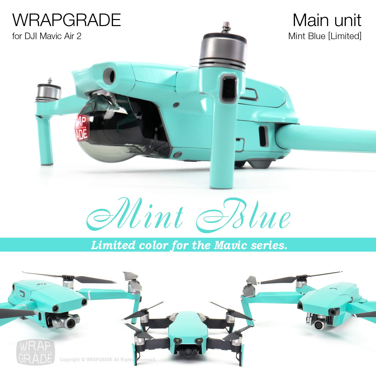 【送料無料】WRAPGRADE for Mavic Air 2 スキンシール 色：ミントブルー