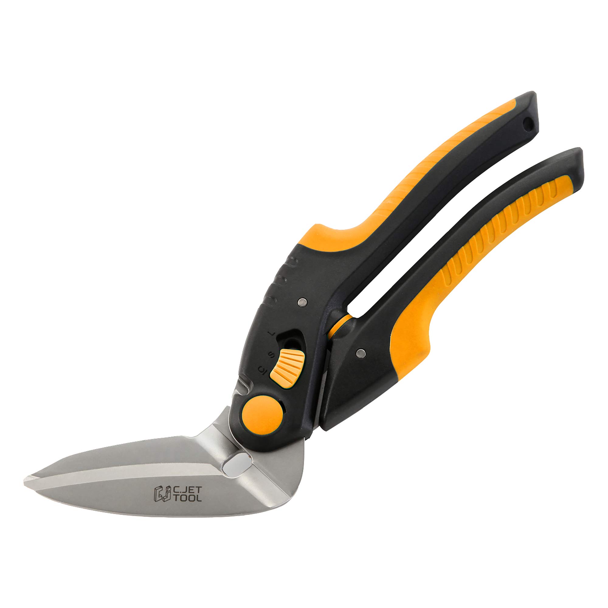 【送料無料】C.Jet Tool 万能ハサミ ステンレス鋼製 多機能 鋼製刃 多目的切断工具 - 金属 DIY 工具 厚紙 段ボール 粗大ゴミ 解体 資源ゴミ 工場作業 角度付き グリップ開き幅調整可 強力 はさみ 色：オレンジ、サイズ：250mm