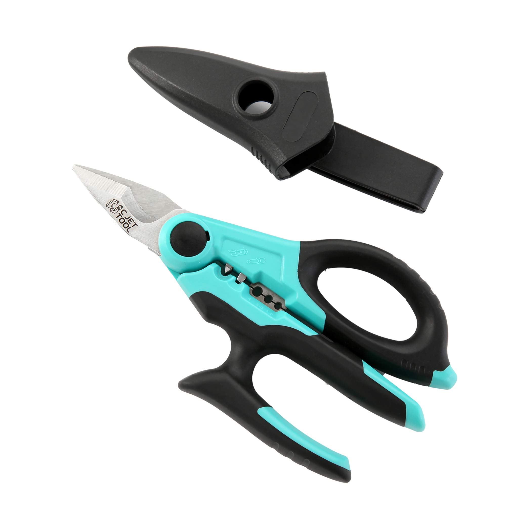 【送料無料】C.Jet Tool 電気技師電気工事用ハサミ 金属・電気ケーブル・ワイヤーストリッパー 多用途タイプ強力はさみ 色：グリーン、サイズ：7インチ