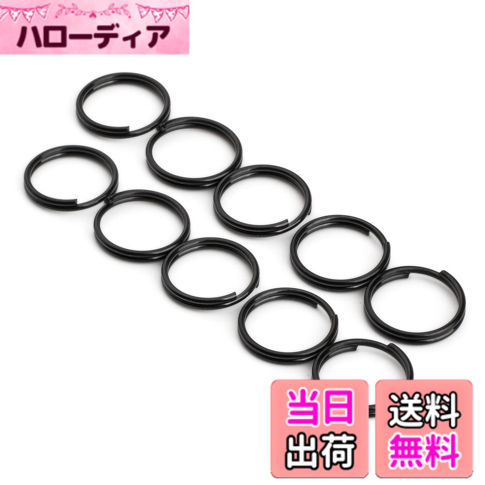 乐天商城 - 【送料無料】TIMULTI チタン キーリング 黒 キーホルダー リング 丸型 カラビナ 小さい ブラック ミニ 細い 二重リング キーチェーン 金具 錆びない 軽量 DIY工芸品 外徑10/12/14mm 色：12mm/10個入り、サイズ：スモール