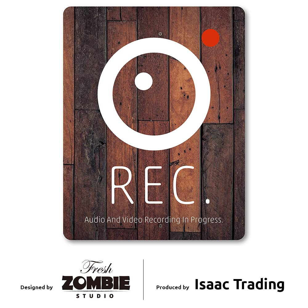 ハローディア楽天市場店の【送料無料】Isaac Trading ドライブレコーダー 録画中 ステッカー テクスチャー デザイン 耐水・耐候 REC 英語 シール ドラレコ 84x108mm 色：Wooden Wall｜アングル2