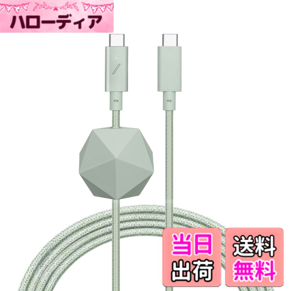 【送料無料】Native Union Type-C Desk Cable − USB-C to USB-C − 8ft / 2.4m Ultra-Strong Non-Slip Charging Cable with Anchor Weight 色：Sage/セージ