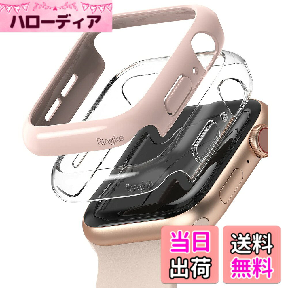 【送料無料】JP - Ringke Apple Watch Series 6 / 5 / 4 / SE 40, 44mm Slim 色：Clear & Peach Pink (2P)、サイズ：[6 / 5 / 4 / SE 44mm]