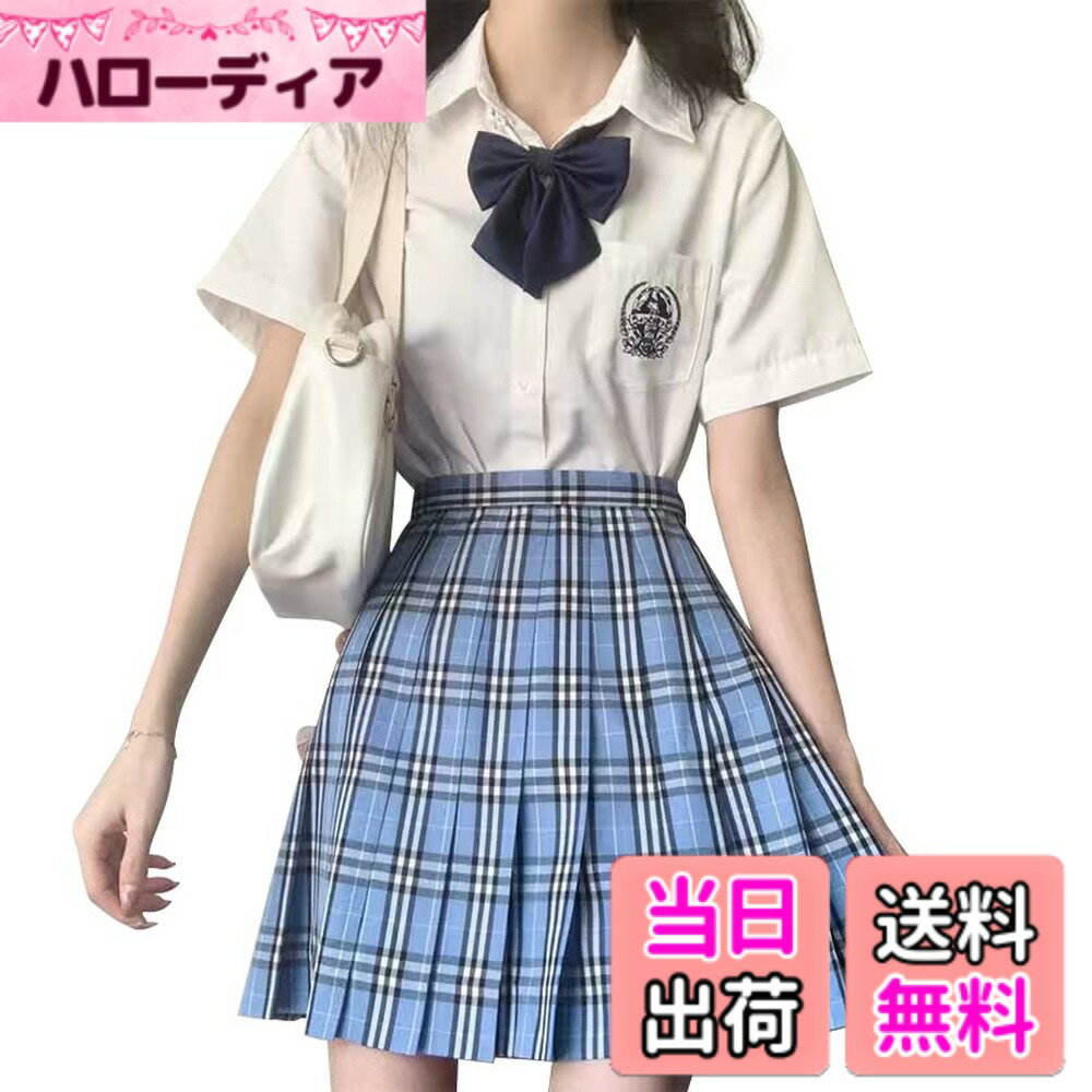 樂天商城 - 【送料無料】[Sharphon] チェック プリーツスカート 25色 43/48CM丈 制服 ハイウエスト プリーツ スカート 蝶結び ネクタイ 3点セット 色：B24、サイズ：XL-48CM
