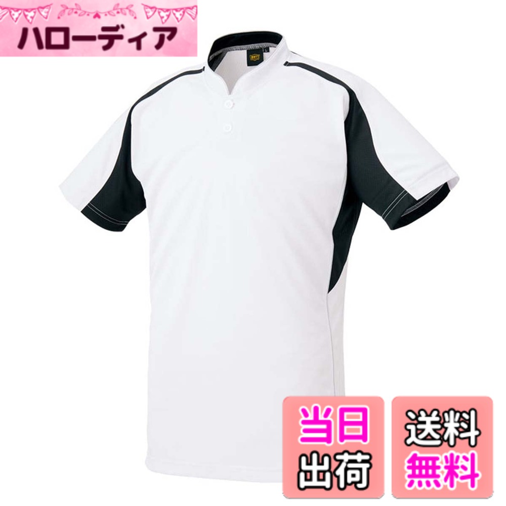 【送料無料】ゼット(ZETT) 野球 ベースボールTシャツ ベースボールシャツ/プルオーバーベースボールシャツ/クルーネック半袖シャツ 色：ホワイト/ブラック、サイズ：M