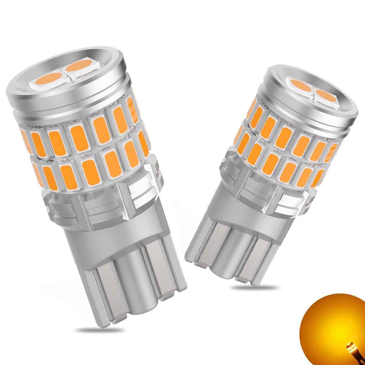 【送料無料】GOSMY T10 LED ホワイト 爆光 12V-24V車用 ポジションランプ ナンバー灯 ルームランプ LEDチップ28連 車検対応 6000K-6500K (2個入) 色：アンバー、サイズ：T10