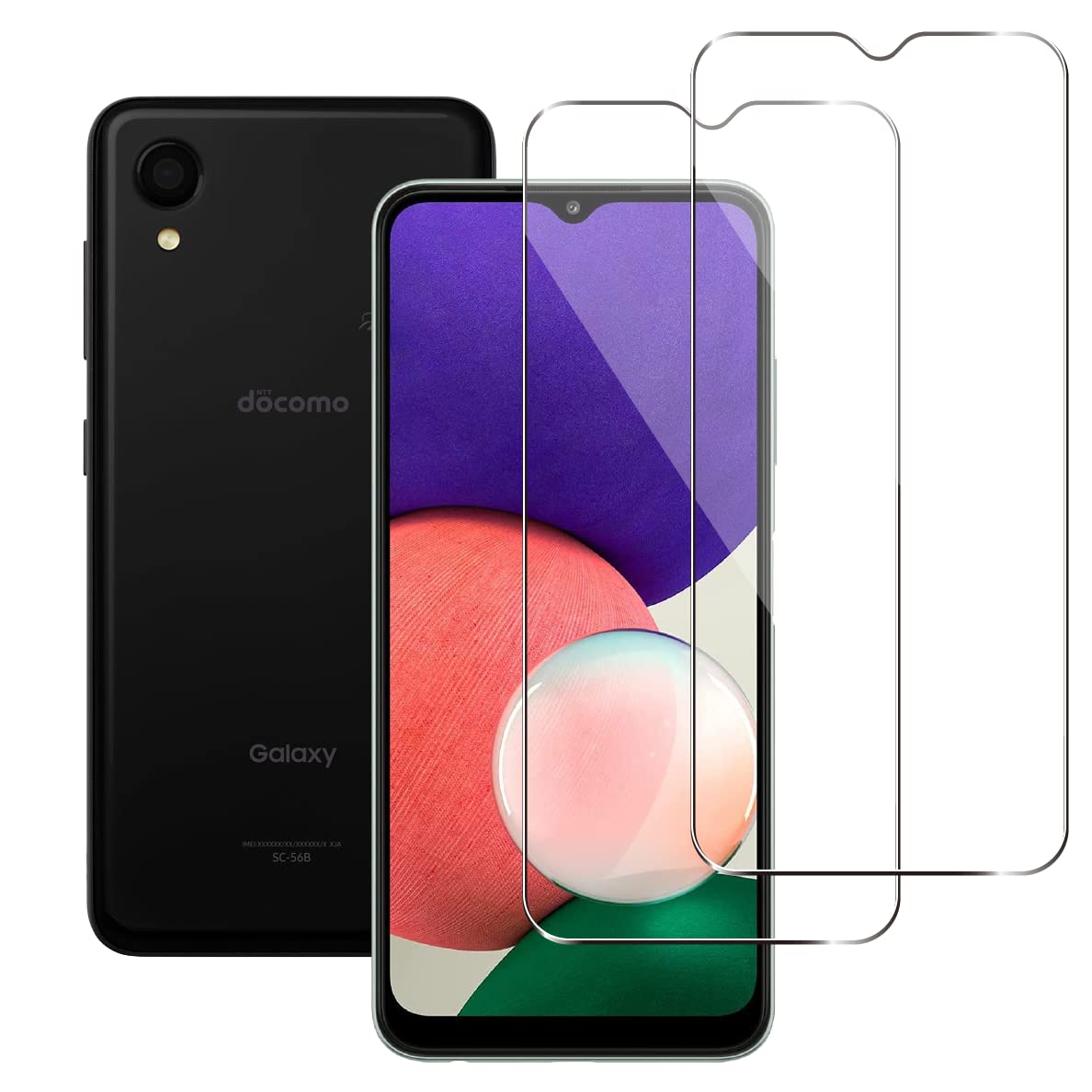 【送料無料】Wigsii 対応 Galaxy A22 5G 用 ガラスフィルム 【2枚セット】 Wigsii Galaxy A22 5G SC-56B 保護フィルム 【 高 品質 日本AGC旭硝子素材】 硬度9H 強化ガラス 衝撃吸収 飛散防止 高透過率 指紋防止 撥水撥油 極薄 0.26mm超薄型 気泡ゼロ サイズ：galaxy a22