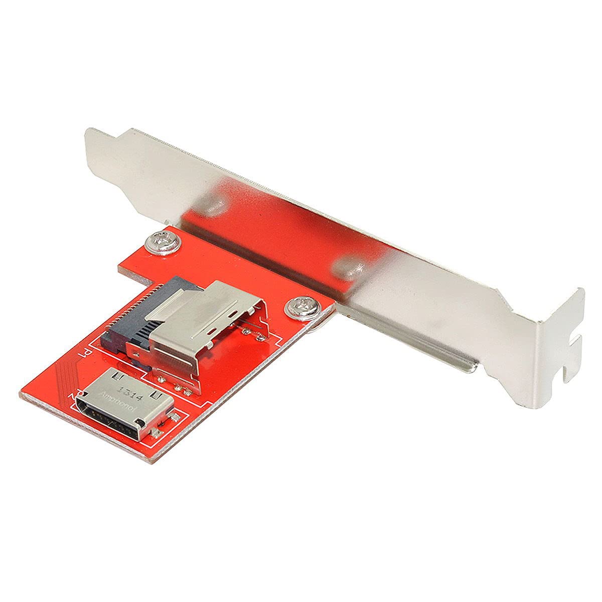 Cablecc PCI-Express 4.0 Mini SAS SFF-8087 SFF-8611SFF-8654からSFF-8643SAS HD PCBAメスアダプタ（ブラケット付き） 色：RED SFF-8087 to SFF-8611