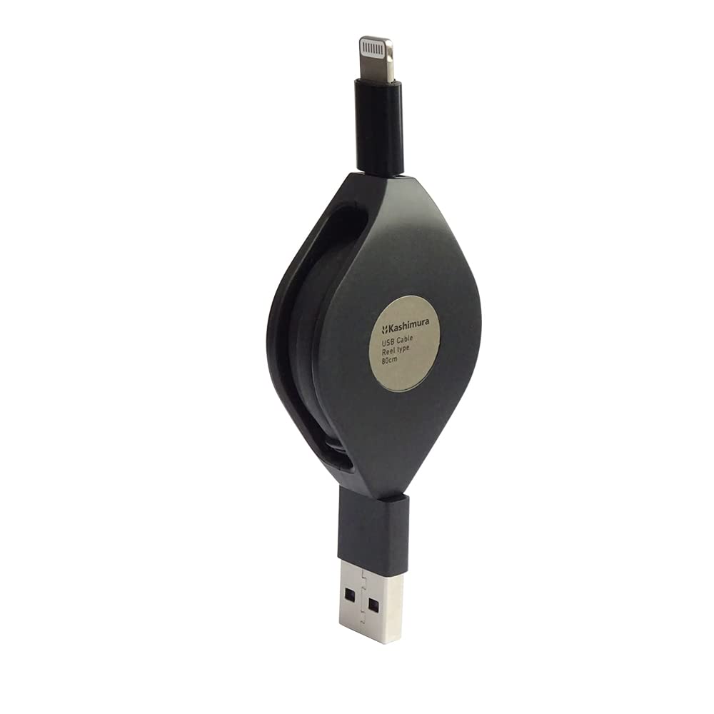 カシムラ コンパクト リールケーブル ELECTRONIC_CABLE 色：ブラック/強靭タイプ