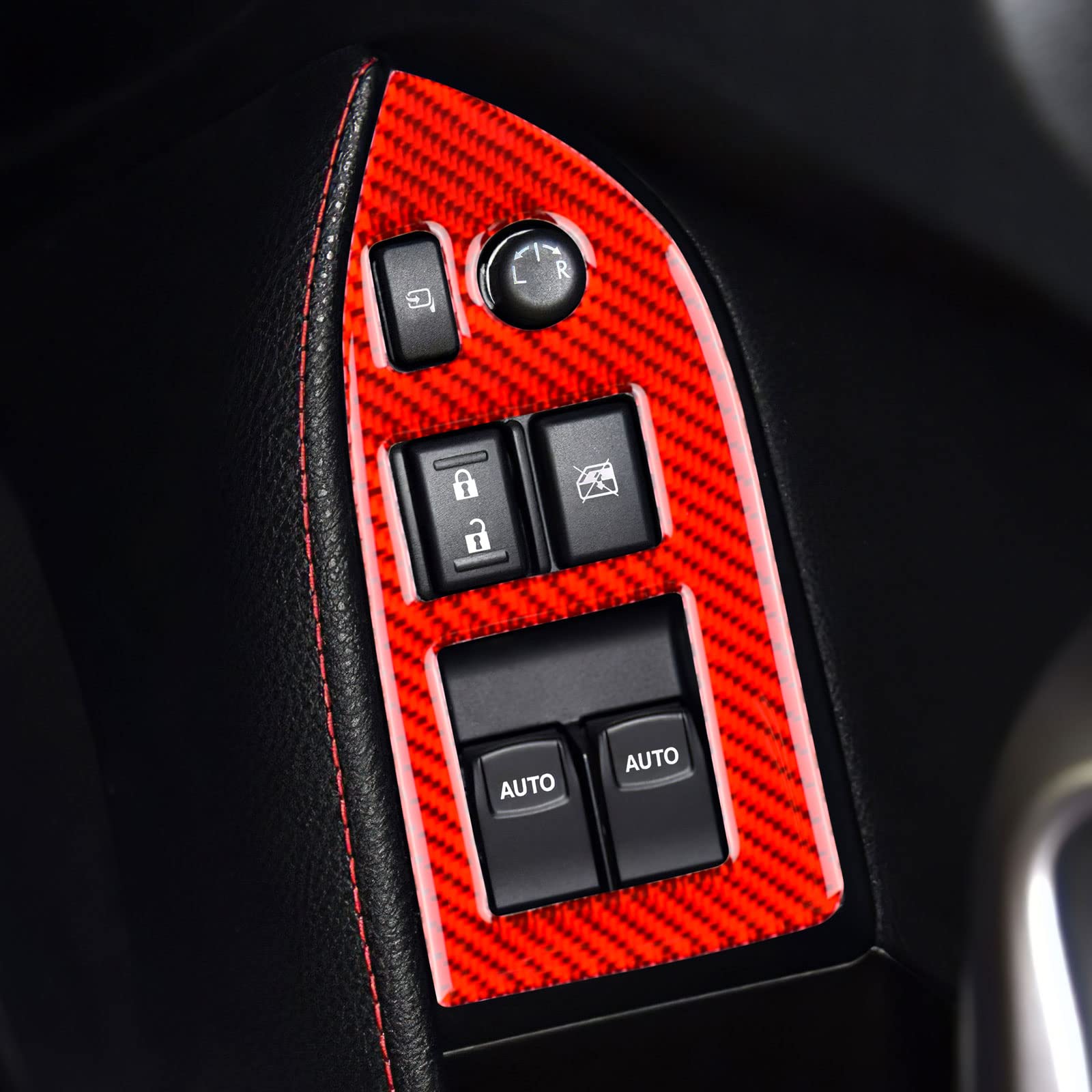 【送料無料】AIRSPEED トヨタ GR86 ZN6/スバル BRZ ZD6 右ハンドル専用 リフティングパネルステッカー インテリアパネル ウィンドウリフト装飾フレーム カーボンファイバー スバル/トヨター 2012-2020適用 耐汚れ キズ防止 アクセサリー 内装パー 色：Aシリーズ(レッド)