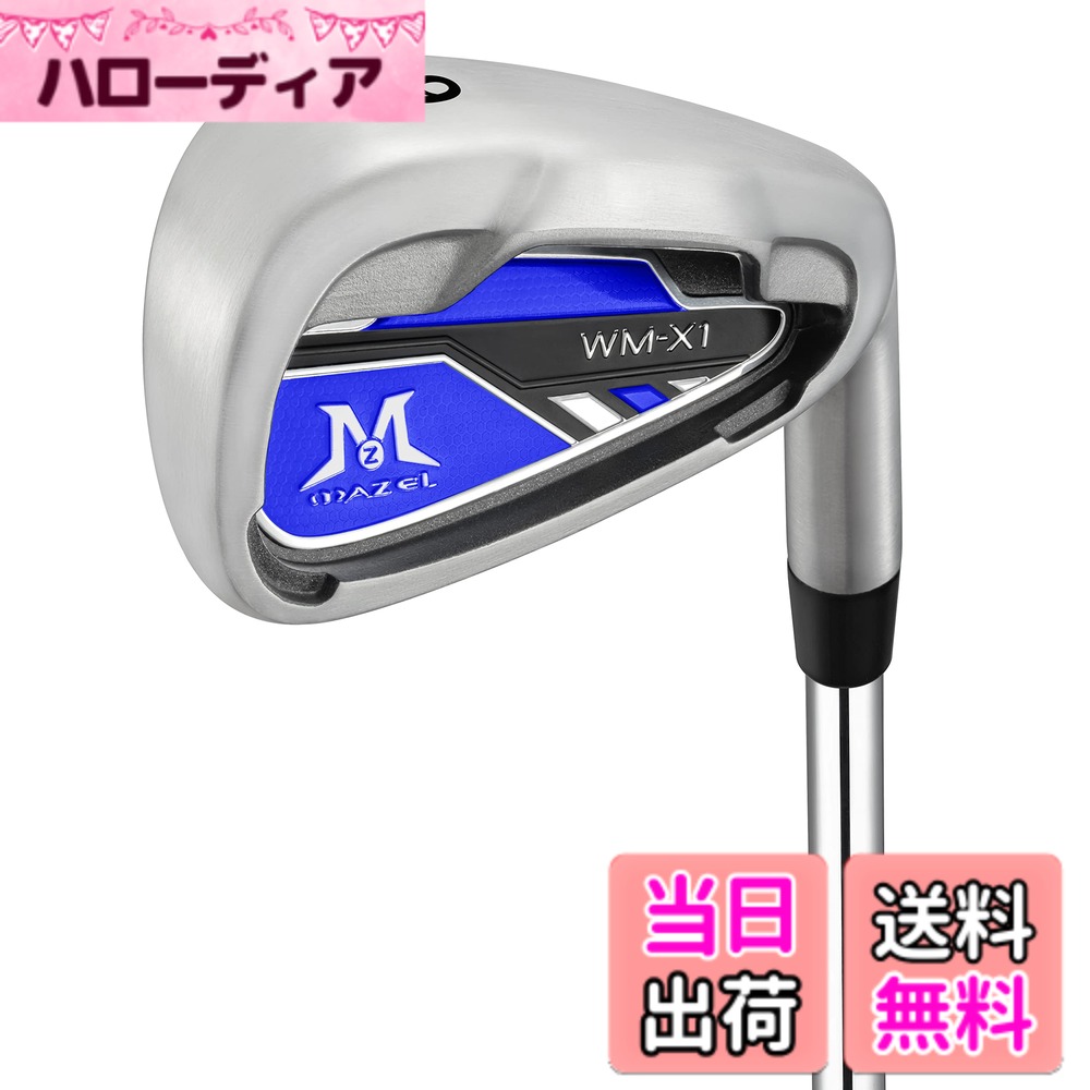 【送料無料】MAZEL (マゼル) WM-X1/2 ゴルフ クラブ アイアン スチールシャフト 単品(番手:0,1,2,3,4,5,6,7,8,9,AW,PW,SW) メンズ 右用/左用 フレックス:S バッグなし・クラブのみ 色：青/黒、サイズ：右利き