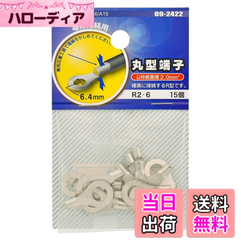 オーム電機 丸型端子 ELECTRONIC_COMPONENT_TERMINAL 色：シルバー、サイズ：スタッド径 6