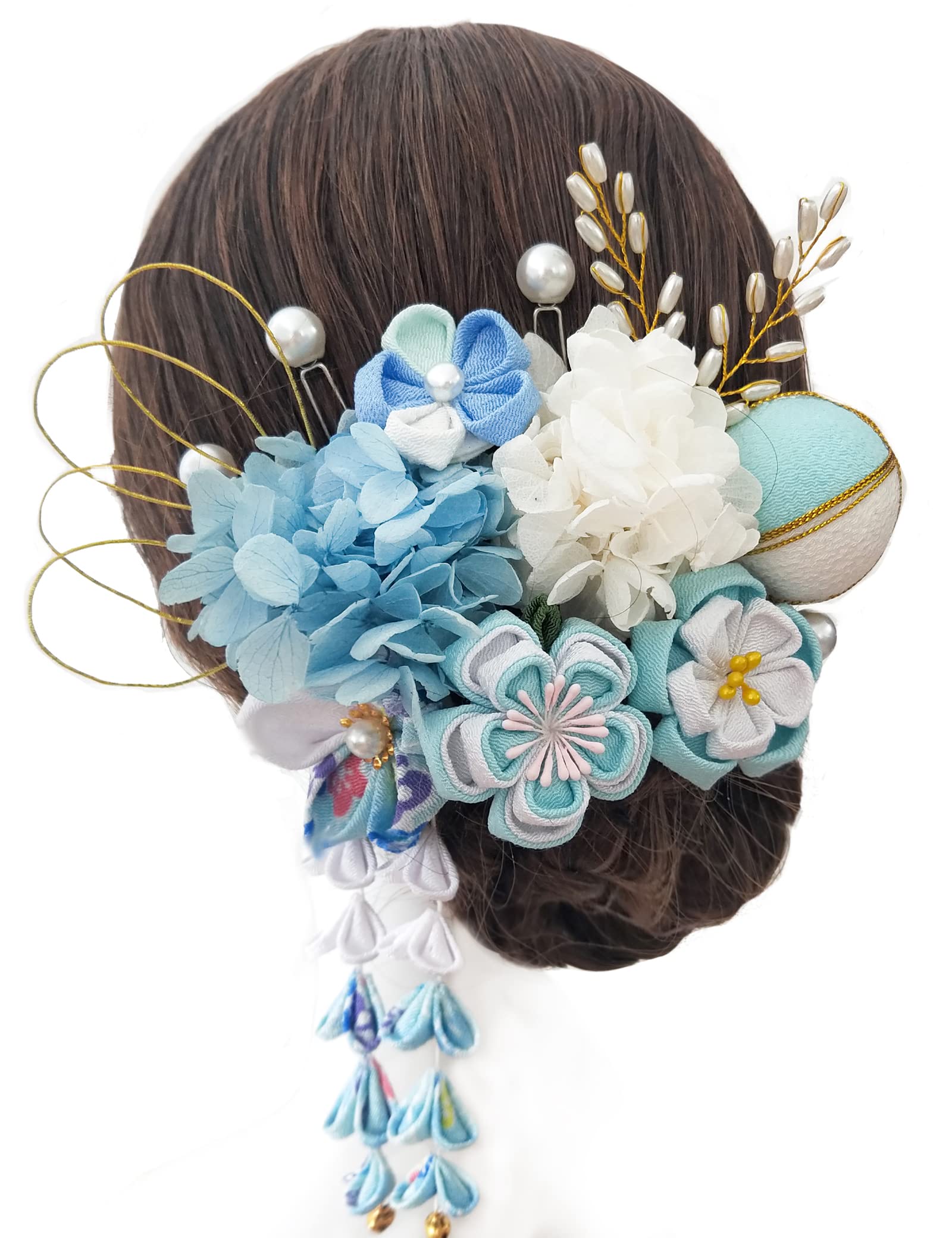 【送料無料】【JZOON 髪飾り】七五三 髪飾り 人気 和服 ヘアーアクセサリー かんざし 着物 振袖 袴 結納 卒業式 入学式 結婚式 発表会 K0613 色：ブルー