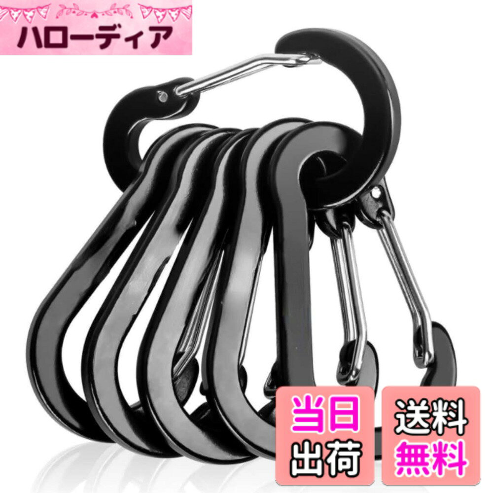 【送料無料】XSAJU カラビナ 小型 Dリング 自動ロック 6個セット アルミ製 アウトドア用品 登山用品 キャンプ用品 色：ブラック、シルバー、ブルー、レッド、ゴールド、グリーン hellodear-10714465 ハローディア楽天市場店 パッケージ画像