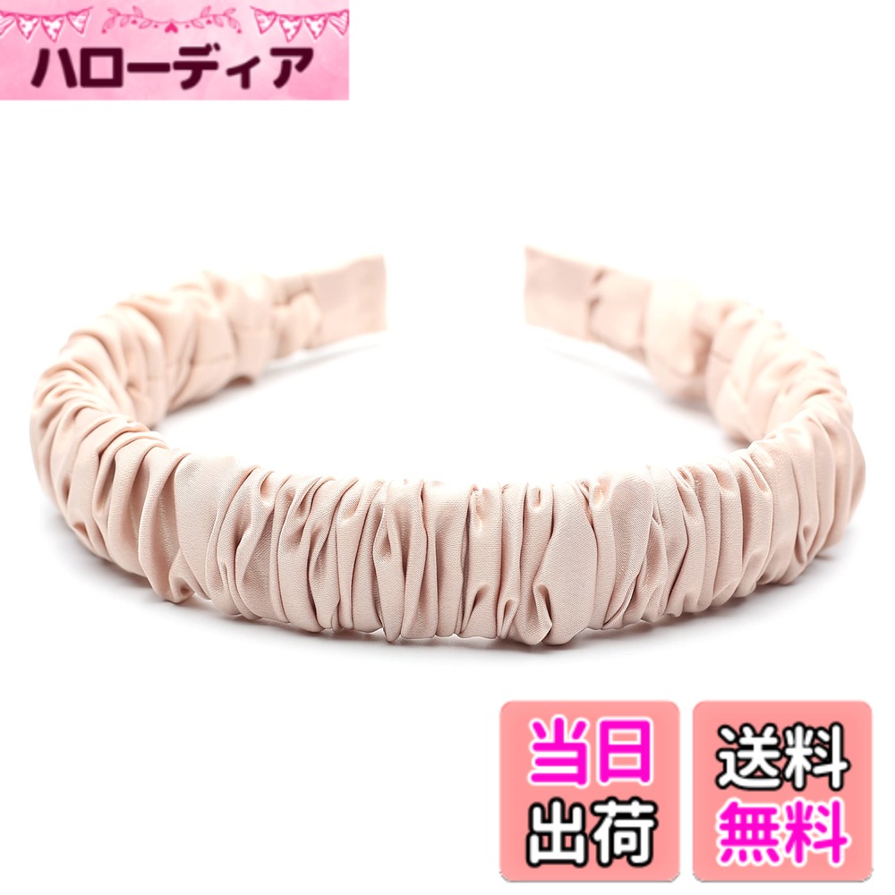 【送料無料】QinGoo シルク フリル カチューシャ ヘアバンド ヘアターバン ヘアアクセサリー 痛くない 韓国 レディース 1本 色：Pink、サイズ：ワンサイズ