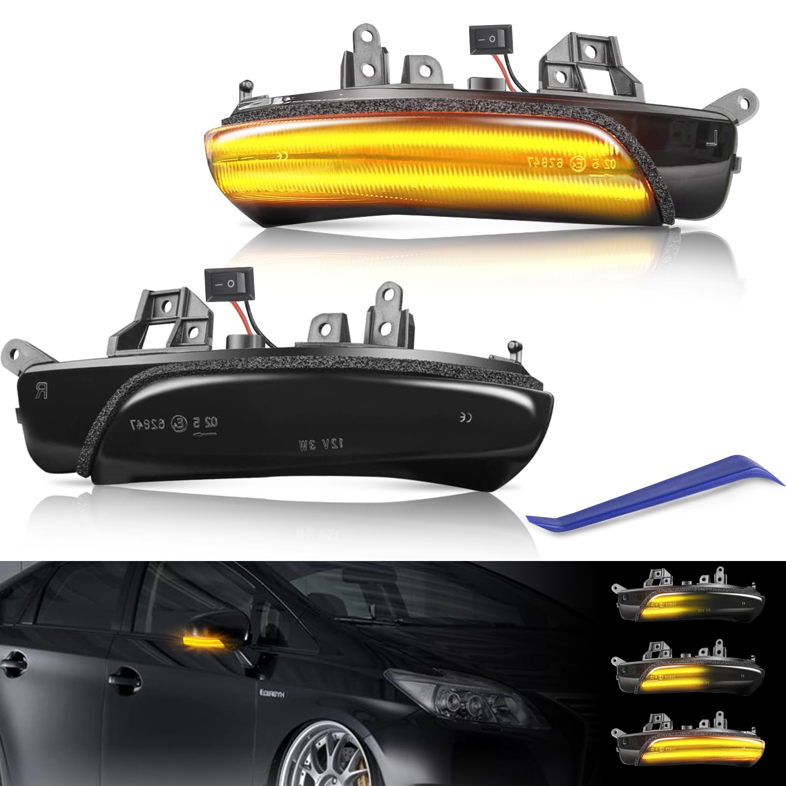 【送料無料】GemProミラーウィンカー LED ドアミラー ウインカー 車検対応 切り替えOR-77426D+S 色：スモーク 車検対応、サイズ：プリウス PHV 30系 G's対応 プリウスα 40系などスモークレンズ